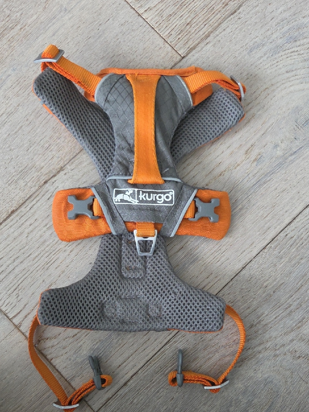 Kurgo Orange and Gray Padded Reflective Dog Harness